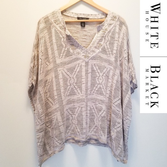 White House Black Market Tops - White House Black Market Mettallic Stitch Top